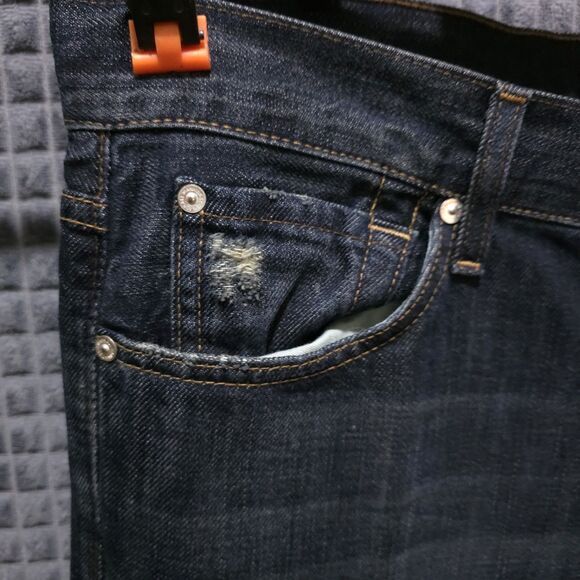 7 Austyn Dark Wash Jeans 38x36 Mens Y2K USA Straight Leg Distressed Grunge Rock - Picture 4 of 16